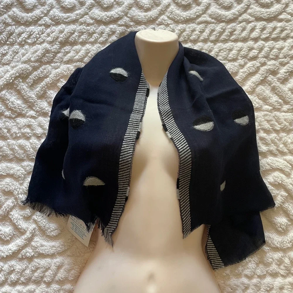 Alliance Merchandising Navy Blue Acrylic Wool‎ Nylon Dot Scarf